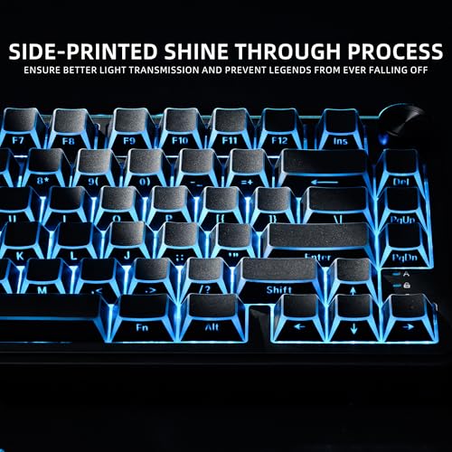 Hkfos XVX Shine Through PBT Keycaps, Black Prism Keyboard Keycaps, Side Printed Translucent Keycap Set, Cherry Profile Key Caps for Mechanical Keyboards with MX Switches - Image 2