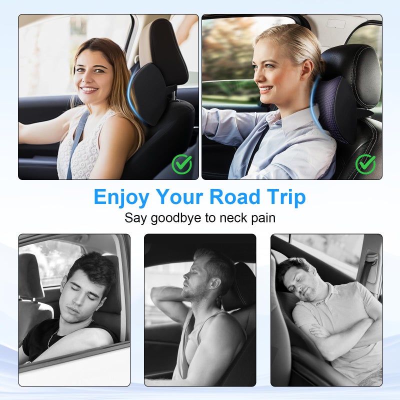 Car Headrest Pillow for Neck Support, Ultra Comfortable Neck Pillow for Driving, 2 Pack Car Neck Pillows with Adjustable Strap & Breathable Removable Cover, Fit Most Cars(Purple) - Image 4