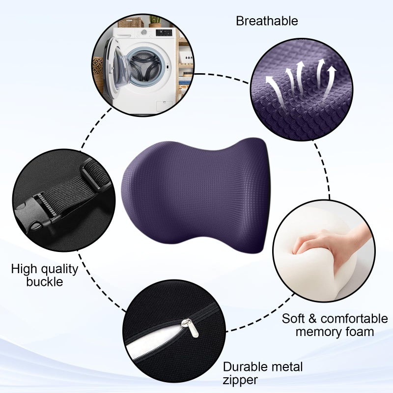 Car Headrest Pillow for Neck Support, Ultra Comfortable Neck Pillow for Driving, 2 Pack Car Neck Pillows with Adjustable Strap & Breathable Removable Cover, Fit Most Cars(Purple) - Image 2