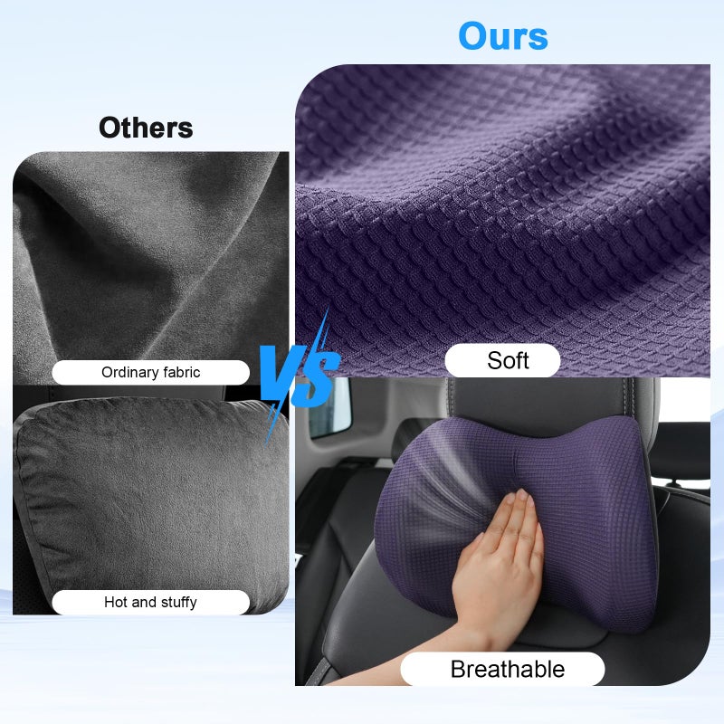 Car Headrest Pillow for Neck Support, Ultra Comfortable Neck Pillow for Driving, 2 Pack Car Neck Pillows with Adjustable Strap & Breathable Removable Cover, Fit Most Cars(Purple) - Image 5