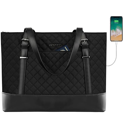 KROSER Laptop Tote Bag 156 Inch with USB Port Large Work Tote Bag Computer Shoulder Bag for Women Laptop Case for Office Business TravelQuilted - Image 1