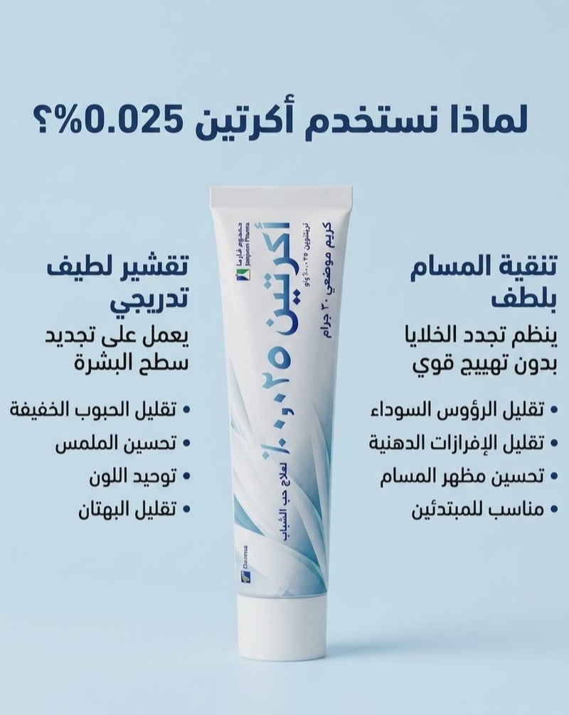 أكريتين كريم اكرتين لعلاج حب الشباب وتجديد البشرة (0.025% و 0.05%) - 30 جرام - Image 2