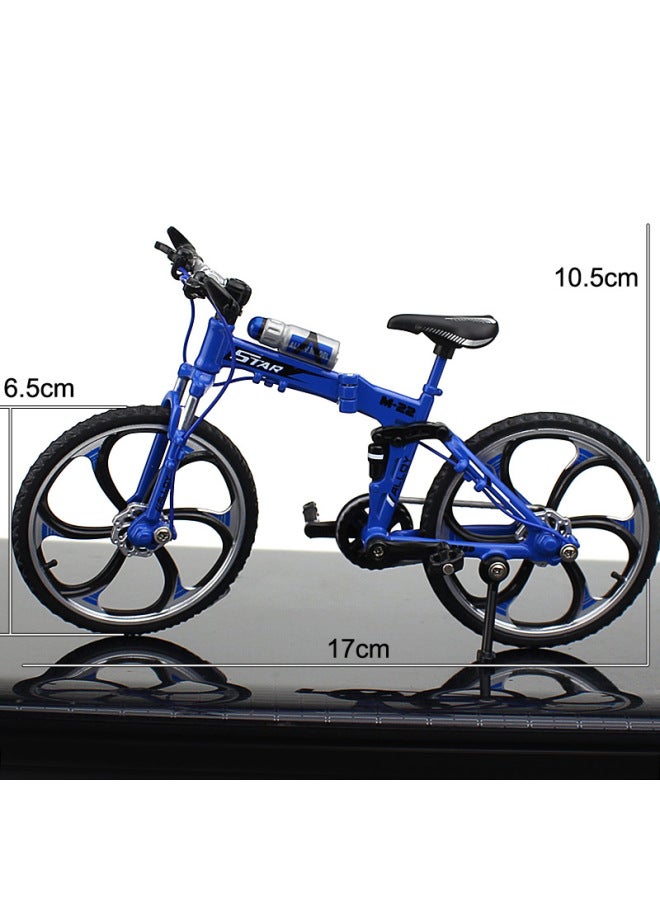 Creative Alloy Mini Bicycle Model Ornament Toy Collection Single Speed Bike Diecast Metal Vehicle Display-Color:Folding Mountain Bike Blue  - Image 1