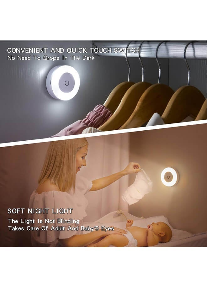 Bliszaar Night Touch Light Bright LED Push Lamp, 3 Colors Dimmable Rechargeable Puck Tap Nightlight Battery Operated, Wireless Stick on Lighting for Wall, Closet, Kitchen, Under Cabinet, Counter, 2 Pack - Image 2