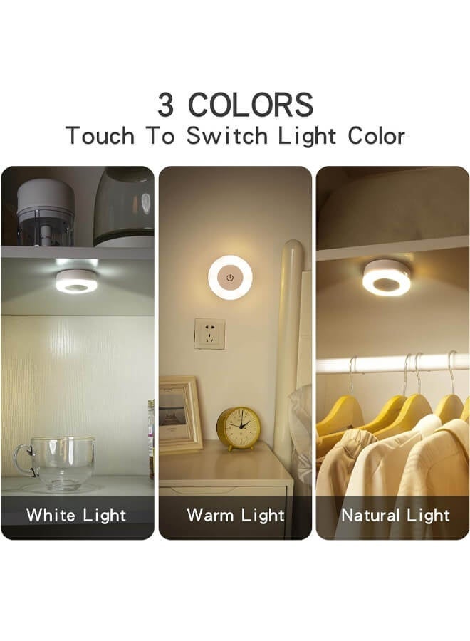 Bliszaar Night Touch Light Bright LED Push Lamp, 3 Colors Dimmable Rechargeable Puck Tap Nightlight Battery Operated, Wireless Stick on Lighting for Wall, Closet, Kitchen, Under Cabinet, Counter, 2 Pack - Image 5