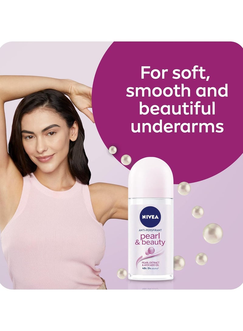 نيفيا نيڤيا مضاد للتعرق رول أون للنساء ، لؤلؤ & بيوتي مستخلصات لؤلؤ 50 مل عبوة من 3 - Image 3