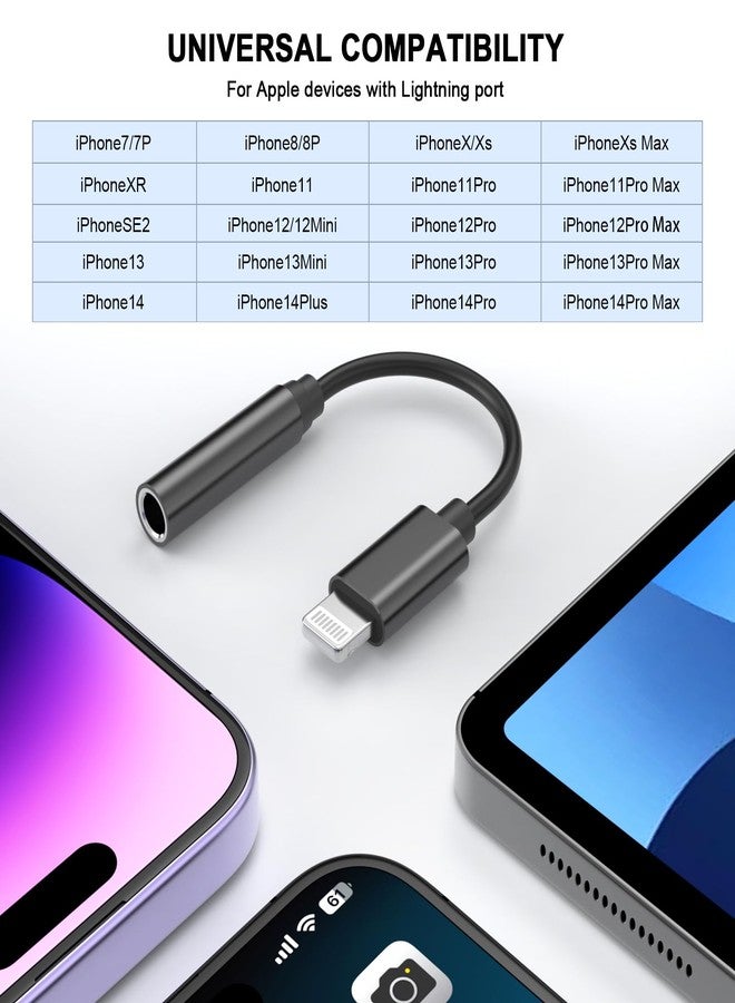 esbeecables [Apple MFi Certified] iPhone 3.5mm Headphone Jack Adapter,2 Pack Apple Lightning to 3.5mm Earphones Jack Adapter Cord Dongle Aux Cable Converter Accessories Compatible with iPhone14 13 12 11/Xs/XR/8 - Image 5