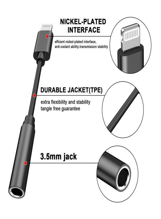 esbeecables [Apple MFi Certified] iPhone 3.5mm Headphone Jack Adapter,2 Pack Apple Lightning to 3.5mm Earphones Jack Adapter Cord Dongle Aux Cable Converter Accessories Compatible with iPhone14 13 12 11/Xs/XR/8 - Image 3