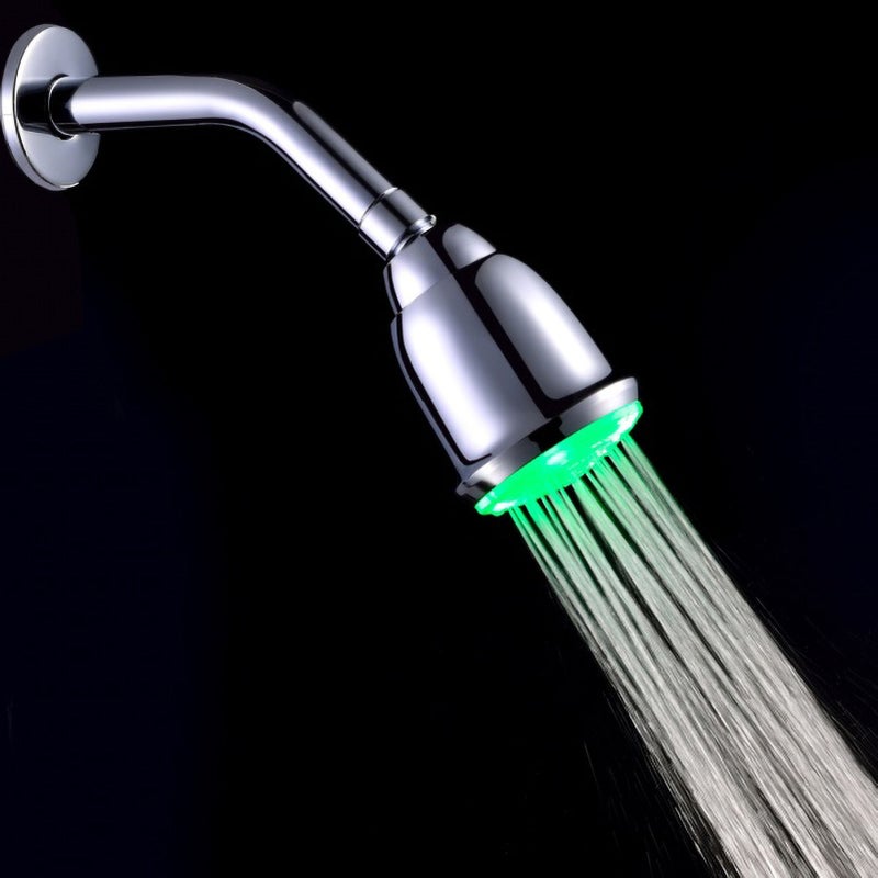 رأس دش LED بألوان ثلاث تتغير تلقائيًا، رأس دش مطر عالي الضغط، رأس دش حمام بنعال كروم مصقول، بديل رأس دش المطر للحمام - Image 3