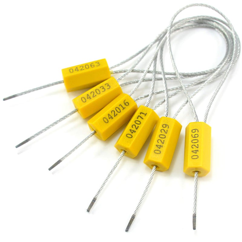 Leadseals(R) 100 Steel Cable Seals - Metal Security Seals for Truck & Trailer - Yellow, 100pcs