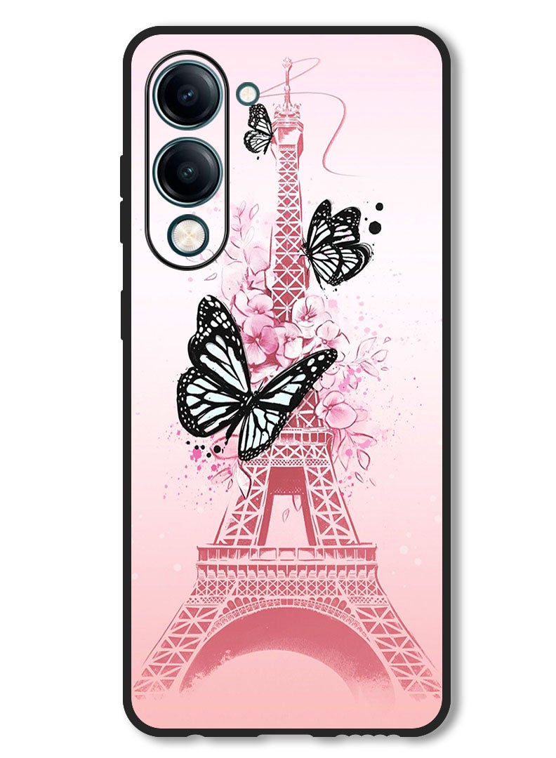 Theodor Case Compatible with Vivo Y29s Protection Shockproof Bumper Cover Black Butterflies - Image 1