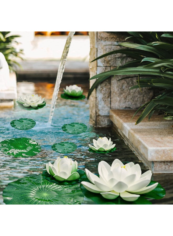 FFNIU Lily Pad for Ponds, 9 PCS Artificial Lotus, Realistic Water Floating Foam Lotuses Fake Lily Pad for Home Garden Patio Pond - Image 1