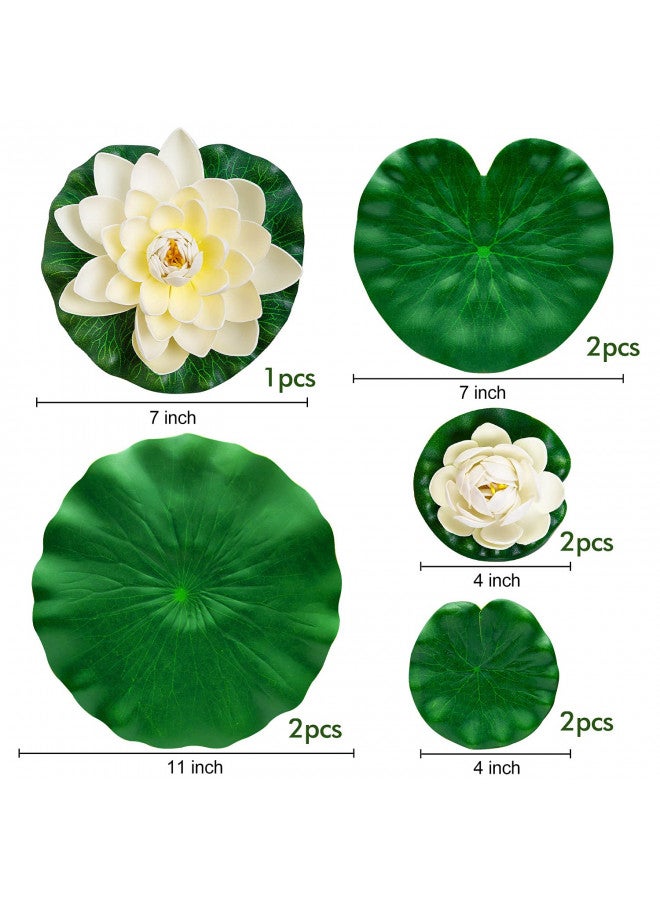 FFNIU Lily Pad for Ponds, 9 PCS Artificial Lotus, Realistic Water Floating Foam Lotuses Fake Lily Pad for Home Garden Patio Pond - Image 4