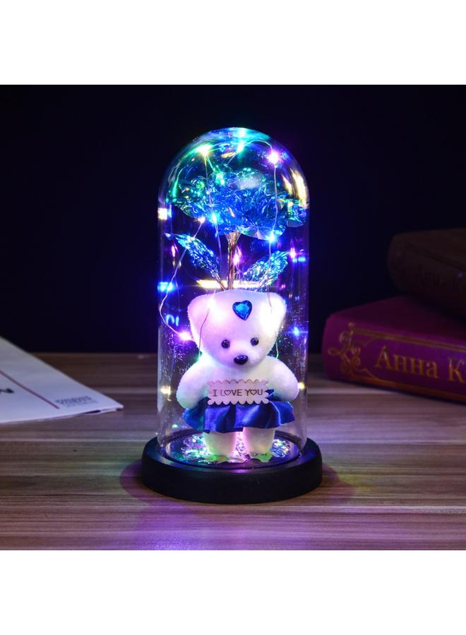 Bluejw Eternal Flower Glass Cover Simulation Rose Flower Ornaments Night Light Creative Christmas Valentine's Day Tanabata Festival Creative Gift - Image 1