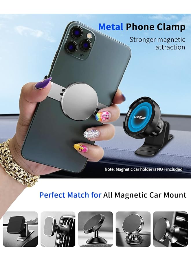 KASTWAVE Metal Phone Clamp For Magnetic Car Mount, Durable Phone Clip For All Magnetic Phone Holder Stand Compatible With Samsung Iphone 12 13 14 Pro Max And More (Sliver) - Image 2