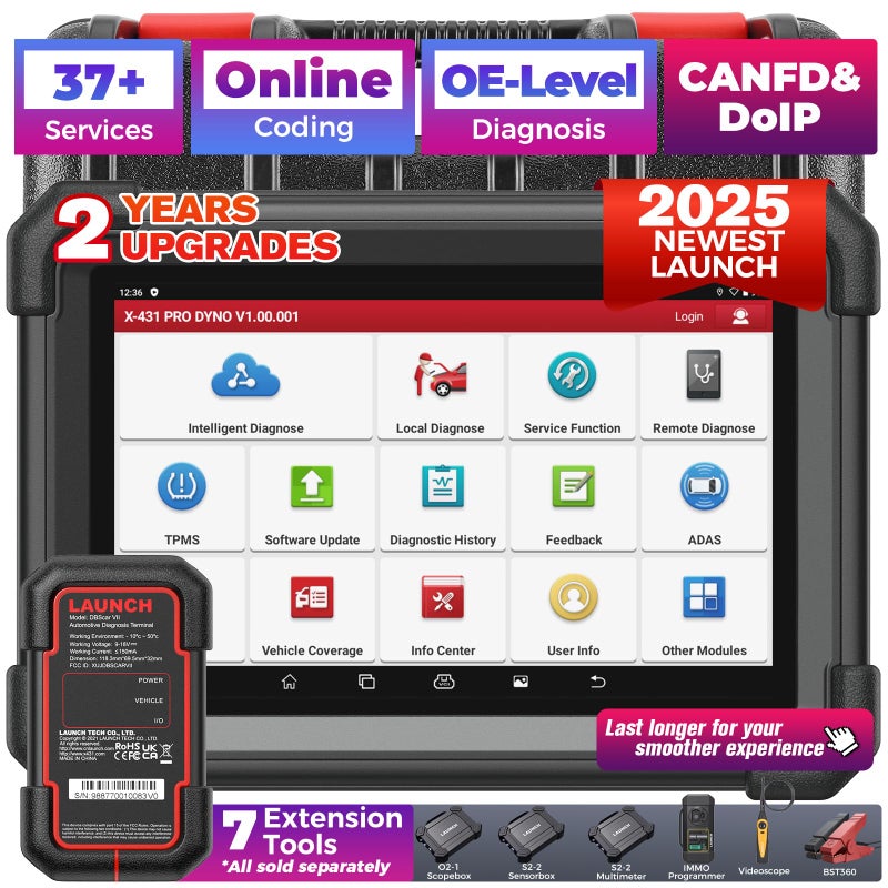 Launch LAUNCH X431 PRO Dyno 2025 Upgrade Bidirectional Scan Tool for 9999 of Cars ECU Coding Active Tests 38 Services All System Diagnostic Scanner CANFD DoIP FCA AutoAuth 2 Years Free Update