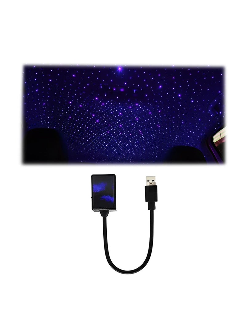 SOLARAE Portable USB Car Roof Star Night Light Projector, Auto-Rotating LED Ceiling Lamp with Breathing and Sound Activation for Romantic Party Decoration (Violet Blue) - Image 1