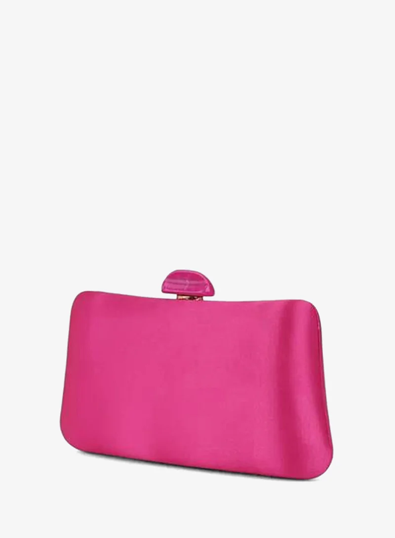 Globus Pink Shiny Rectangular Clutch with Chain Strap