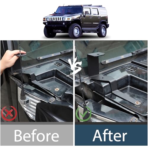 Lcojicep Hood Hinge Ditch Light Mount Brackets Compatible with Hummer H2 200-2009 Offroad Hood Pod Work Light Mount Brackets (Black) - Image 2
