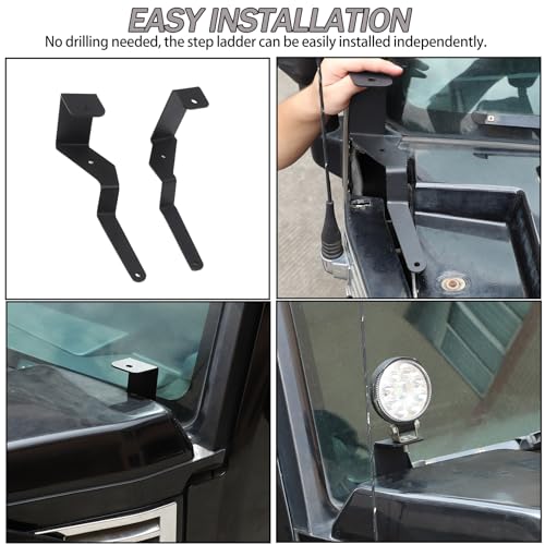 Lcojicep Hood Hinge Ditch Light Mount Brackets Compatible with Hummer H2 200-2009 Offroad Hood Pod Work Light Mount Brackets (Black) - Image 5