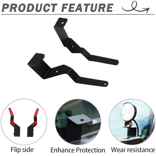Lcojicep Hood Hinge Ditch Light Mount Brackets Compatible with Hummer H2 200-2009 Offroad Hood Pod Work Light Mount Brackets (Black) - Image 4