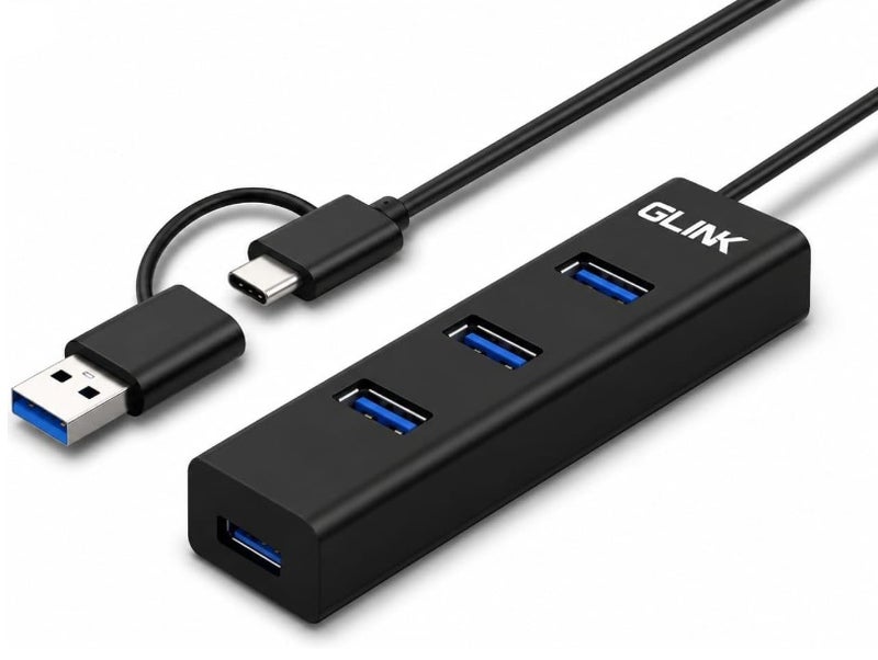 جلينك موزع منافذ GLINK 4 في 1، من نوع تايب سي إلى USB 3.0 - موديل GL-062 - Image 1