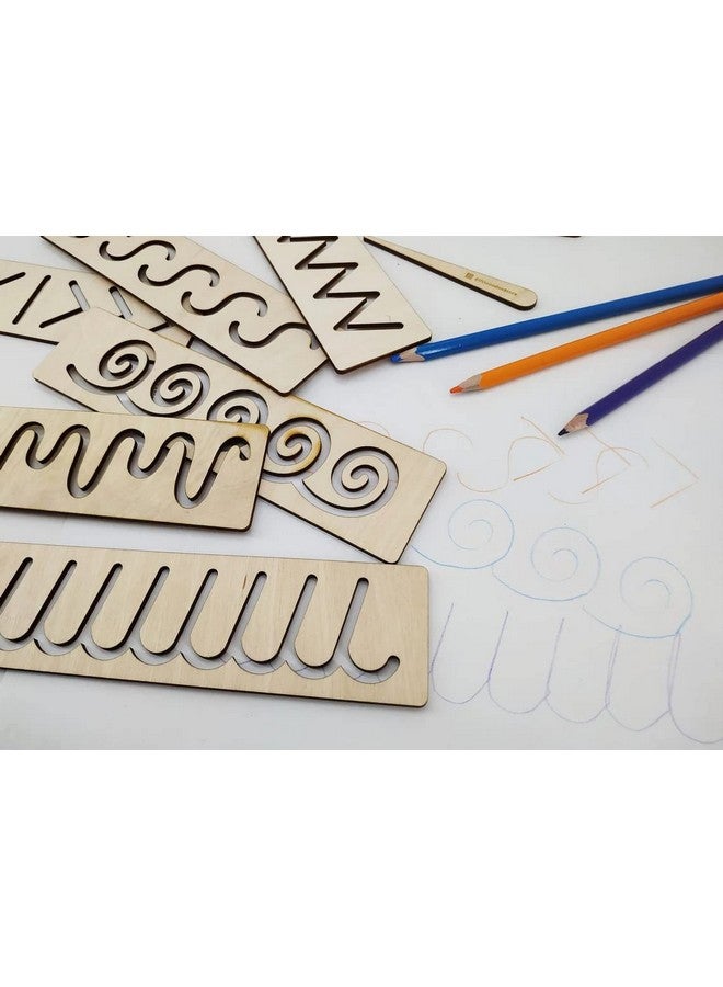 Haoser Educational Wood Handwriting Stencil Set Montessori Stencils Set,Wooden Educational Toys for Kids 3 Years or 2 or 4 Years Old - Image 5