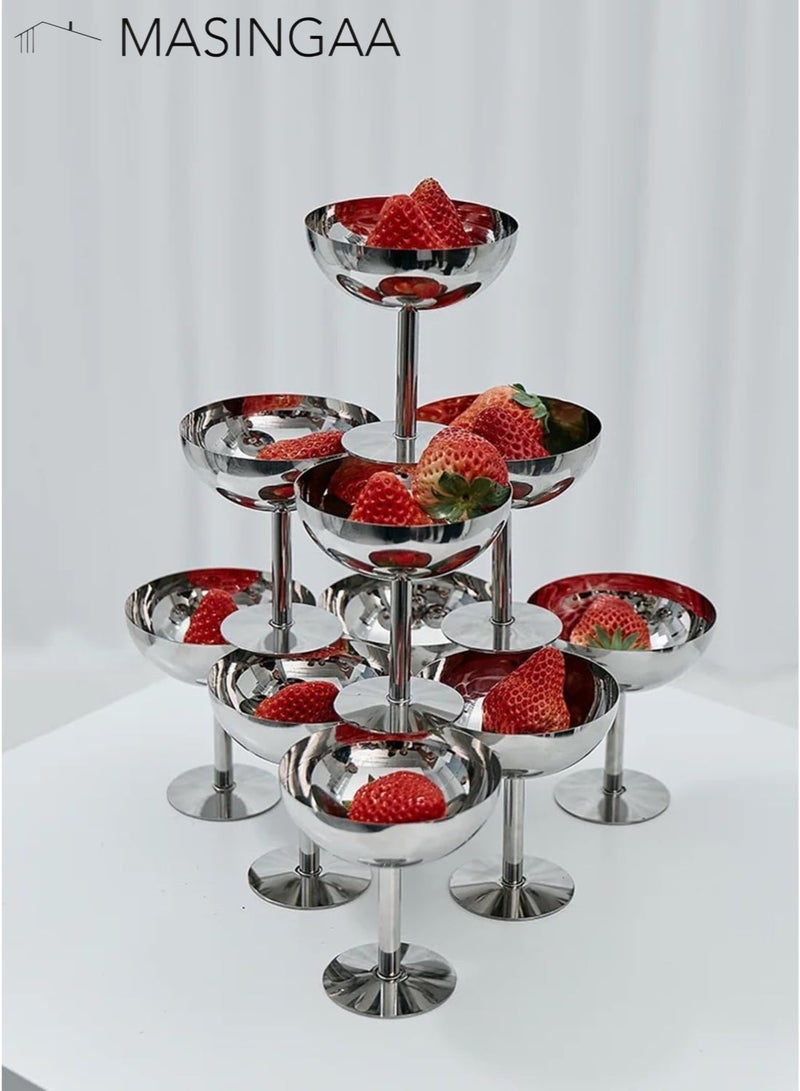 MASINGAA 4Pcs Ice Cream Cup, Multifunctional Stainless Steel Dessert Bowl, Fruit Cup, Food Grade Stainless Steel Stable Bottom, Dessert Cup Reusable Goblet Ice Cream Bowl, for Afternoon Tea, Pudding, Snacks, Occasions Party - Image 3