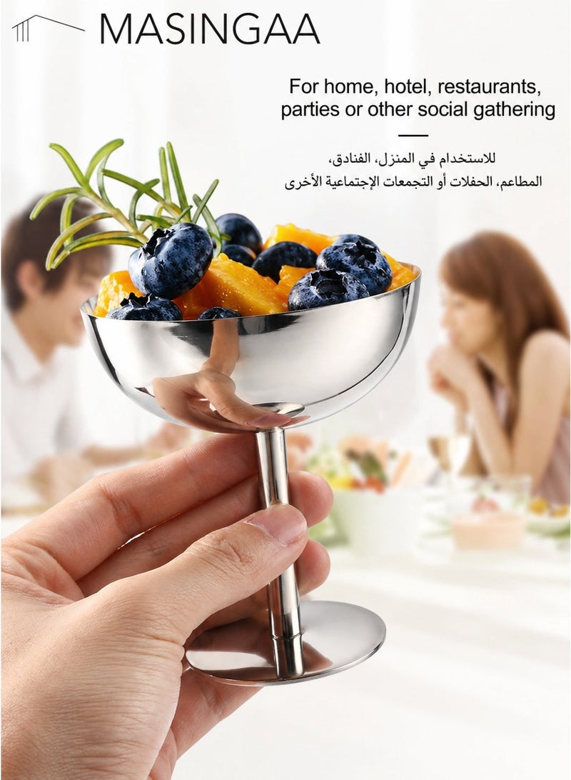 MASINGAA 4Pcs Ice Cream Cup, Multifunctional Stainless Steel Dessert Bowl, Fruit Cup, Food Grade Stainless Steel Stable Bottom, Dessert Cup Reusable Goblet Ice Cream Bowl, for Afternoon Tea, Pudding, Snacks, Occasions Party - Image 4