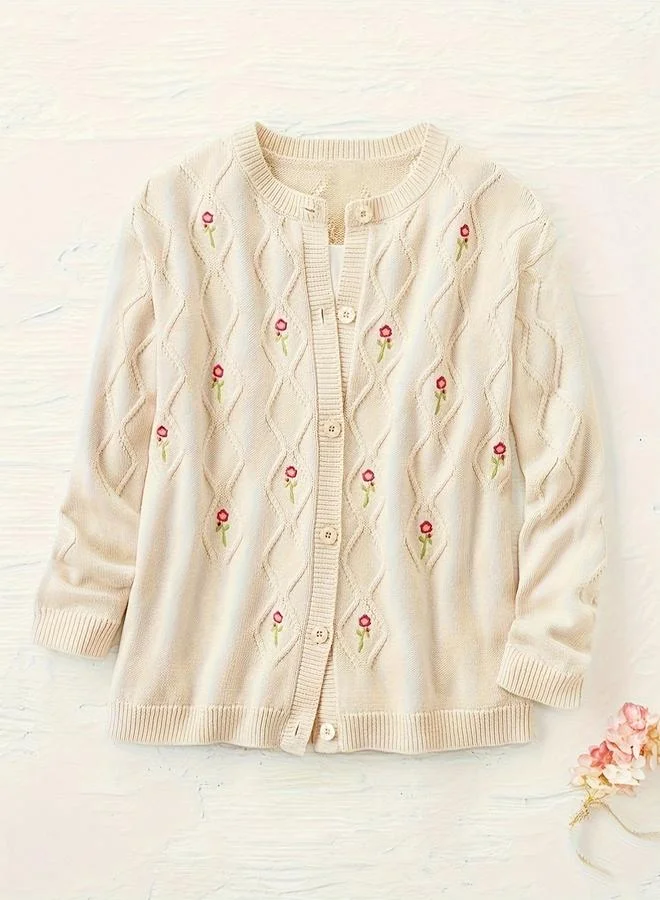 Take Two Take Two Plus Size Floral Embroidery Cardigan