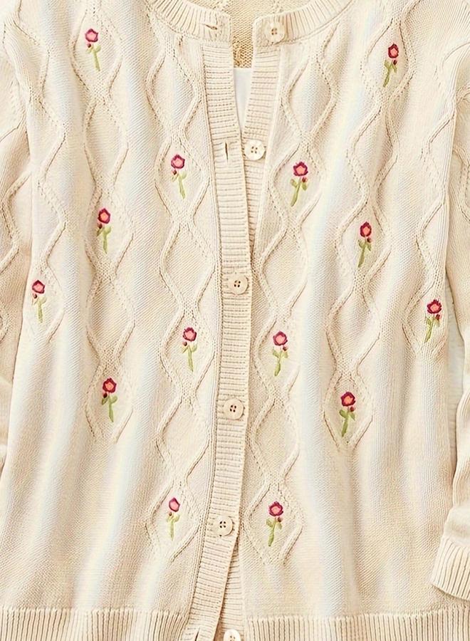 Take Two Plus Size Floral Embroidery Cardigan - Image 3