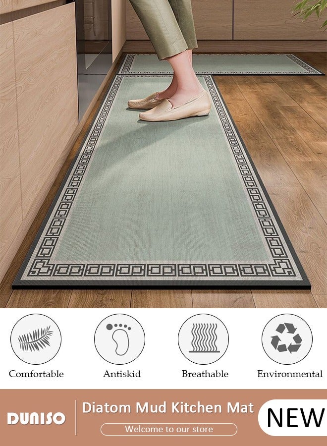 DUNISO 2 PCS Kitchen Mats and Rugs Set , Non Slip Heavy Duty Standing Mat, Quick Dry Diatom Mud Floor Mat, Extra Soft and Absorbent Floor Mats for Kitchen, Bath, Office, Laundry(40*60cm+40*120cm) - Image 1
