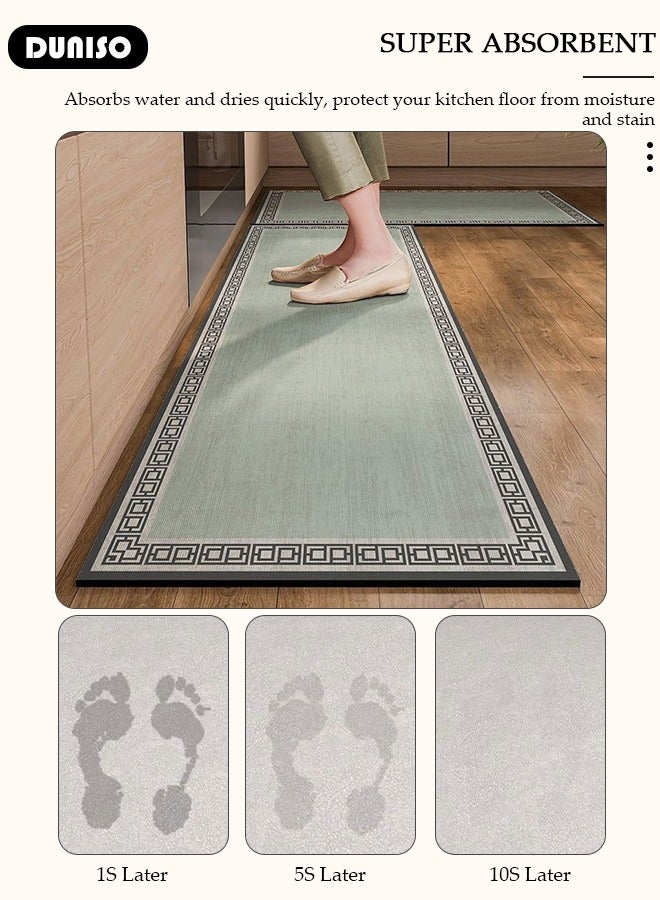 DUNISO 2 PCS Kitchen Mats and Rugs Set , Non Slip Heavy Duty Standing Mat, Quick Dry Diatom Mud Floor Mat, Extra Soft and Absorbent Floor Mats for Kitchen, Bath, Office, Laundry(40*60cm+40*120cm) - Image 4