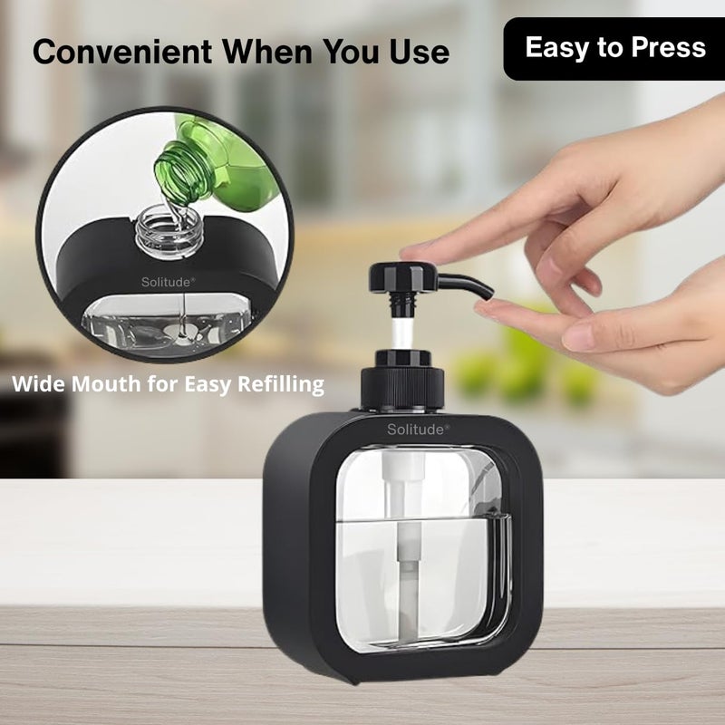 Solitude 2 Pieces Multipurpose Liquid Soap Refillable Plastic Dispenser Hand Wash, Dish Wash, Shampoo, Conditioner, Shower Gel Lotion for Bathroom and Kitchen - Image 5