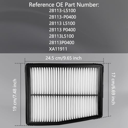 QFISH 28113-L5100 Engine Air Filter Compatible with 2020-2023 Hyundai Sonata 2021-2023 Hyundai Santa Fe 2021-2023 Hyundai Tucson 2021-2023 Kia Sorento 2023 Kia Sportage Replaces 28113-P0400 - Image 2