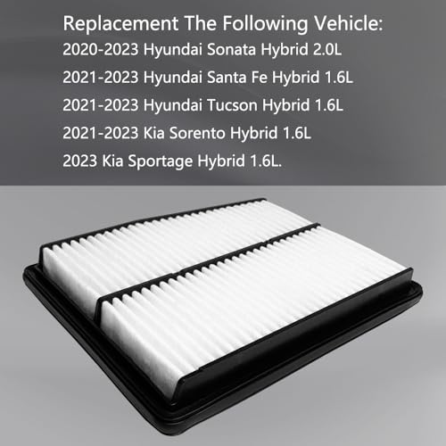 QFISH 28113-L5100 Engine Air Filter Compatible with 2020-2023 Hyundai Sonata 2021-2023 Hyundai Santa Fe 2021-2023 Hyundai Tucson 2021-2023 Kia Sorento 2023 Kia Sportage Replaces 28113-P0400 - Image 3
