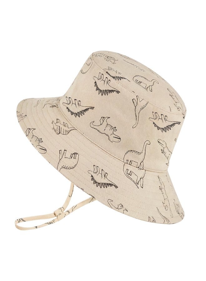 Komorebi Toddler Kids Sun Hat Summer Outdoor Toddler Bucket Hats UPF 50+ for Boys Girls Adjustable Beach Hats with Wide Brim 02 Khaki Dinosaur 2-4T - Image 1