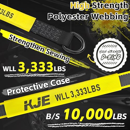 KJE 4 Pack Car Tie Down Straps for Trailers - Lasso Style Tire Ratchet Strap with Snap Hooks - 2" x 10' 10,000LBS Break Strength - Wheel Straps for Hauling UTV, SUV, Truck, Any Cars - Image 3
