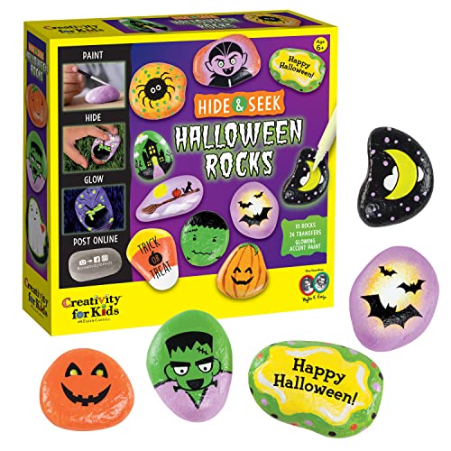 Creativity for Kids Hide Seek Halloween Rocks DIY Rock Painting Kit with Glowing Transfers Fun Halloween Activities Gifts Ages 6 - Image 1