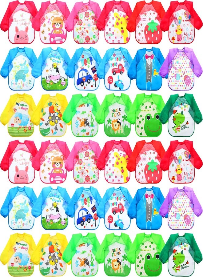 Jeere 36 Pcs Kids Art Smocks Bulk Toddler Smocks for Painting Waterproof Children's Paint Aprons Colorful Washable Long Sleeve Crafts Supplies for Classroom Baby Boys Girls Aged 1-4 Years - Image 1