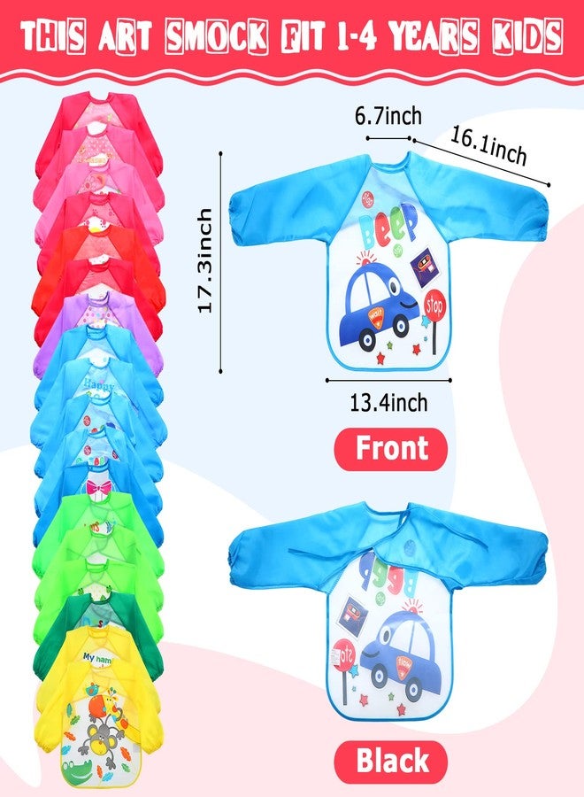 Jeere 36 Pcs Kids Art Smocks Bulk Toddler Smocks for Painting Waterproof Children's Paint Aprons Colorful Washable Long Sleeve Crafts Supplies for Classroom Baby Boys Girls Aged 1-4 Years - Image 2