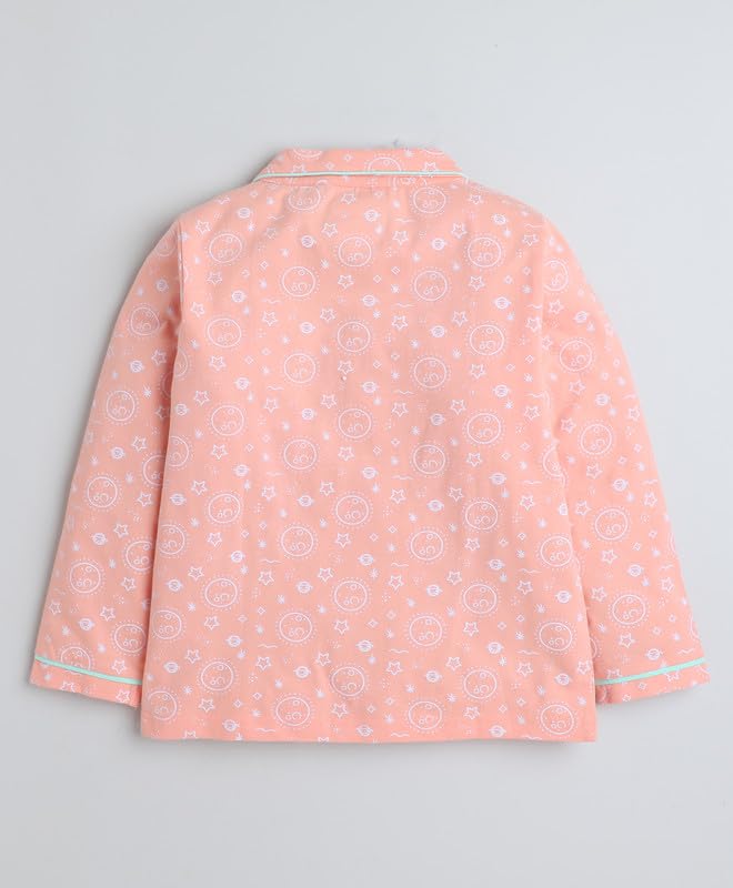 BUMZEE Peach Girls Full Sleeves Cotton Night Suit Age - 7-8 Years (Peb9185K-pch) - Image 4