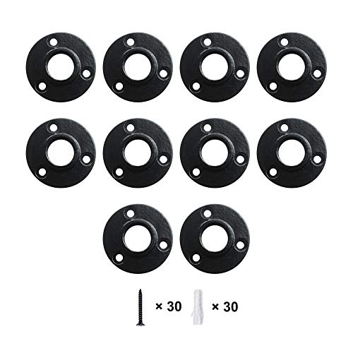 GeilSpace Floor Flange, Malleable Iron Pipe Fittings - Vintage DIY Industrial Shelving, Industrial Decor, Furniture DIY (3/4", Black) - Image 1