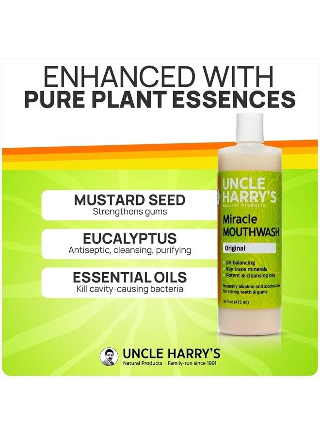 Uncle Harry's Natural Alkalizing Miracle Mouthwash | Adult & Kids Mouthwash for Bad Breath | pH Balanced Oral Care Mouth Wash & Mouth Rinse (16 fl oz) - Image 4