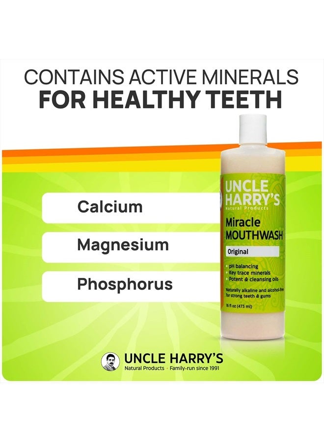 Uncle Harry's Natural Alkalizing Miracle Mouthwash | Adult & Kids Mouthwash for Bad Breath | pH Balanced Oral Care Mouth Wash & Mouth Rinse (16 fl oz) - Image 3