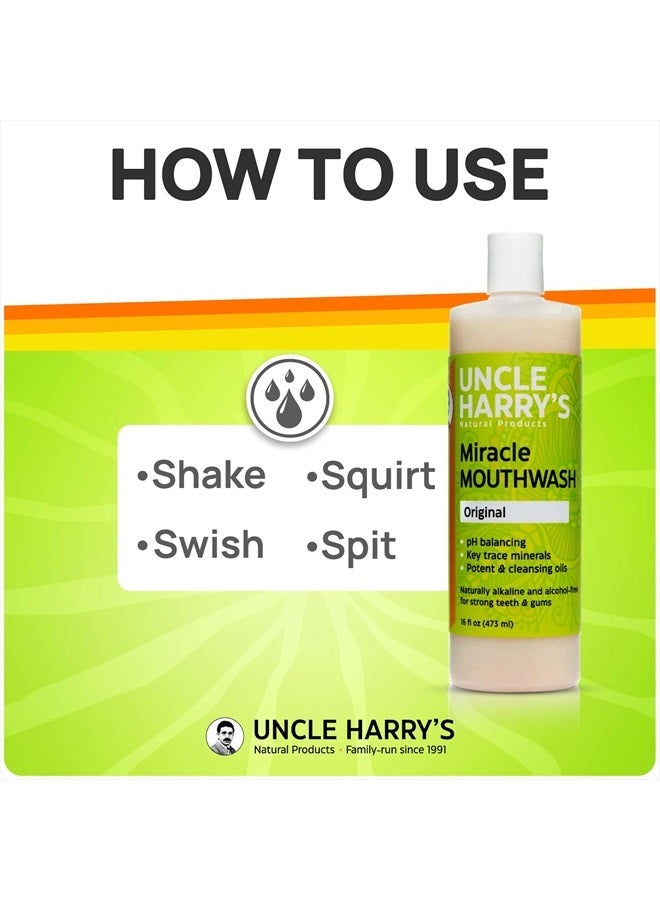 Uncle Harry's Natural Alkalizing Miracle Mouthwash | Adult & Kids Mouthwash for Bad Breath | pH Balanced Oral Care Mouth Wash & Mouth Rinse (16 fl oz) - Image 5