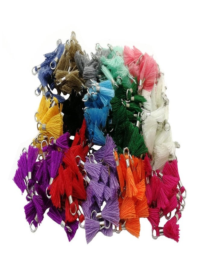 PAMIR TONG 200pcs Mini Tiny Tassels with Silver Jump Ring 13mm(1/2'') Short Cotton Thread Tassels for DIY Jewelry Making Accessories - Image 1