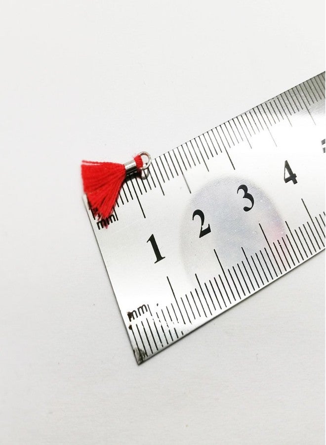 PAMIR TONG 200pcs Mini Tiny Tassels with Silver Jump Ring 13mm(1/2'') Short Cotton Thread Tassels for DIY Jewelry Making Accessories - Image 5