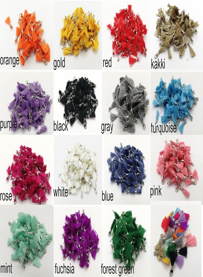 PAMIR TONG 200pcs Mini Tiny Tassels with Silver Jump Ring 13mm(1/2'') Short Cotton Thread Tassels for DIY Jewelry Making Accessories - Image 2