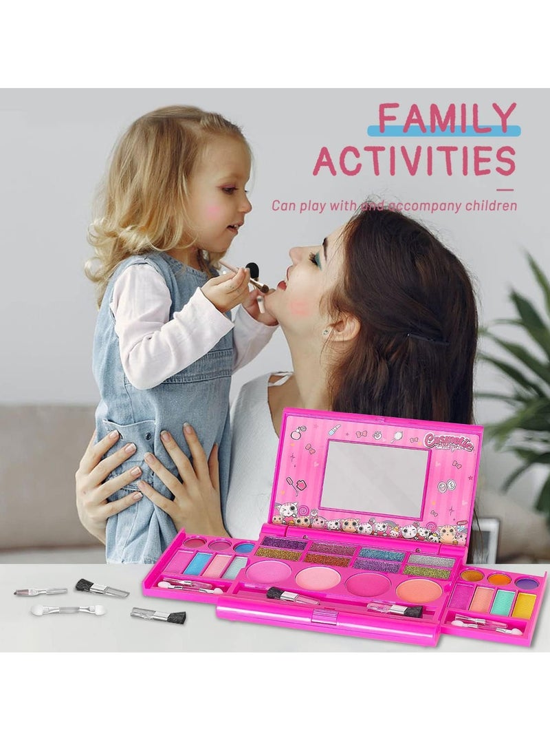 مجموعة ماكياج للأطفال للبنات ، لعبة ماكياج قابلة للغسيل للبنات للأميرة الفتاة الصغيرة ، لعب ماكياج السلامة مع المرآة ، الجمال عيد ميلاد الطفل الصغير 3-12 سنة ، الوردي - Image 4